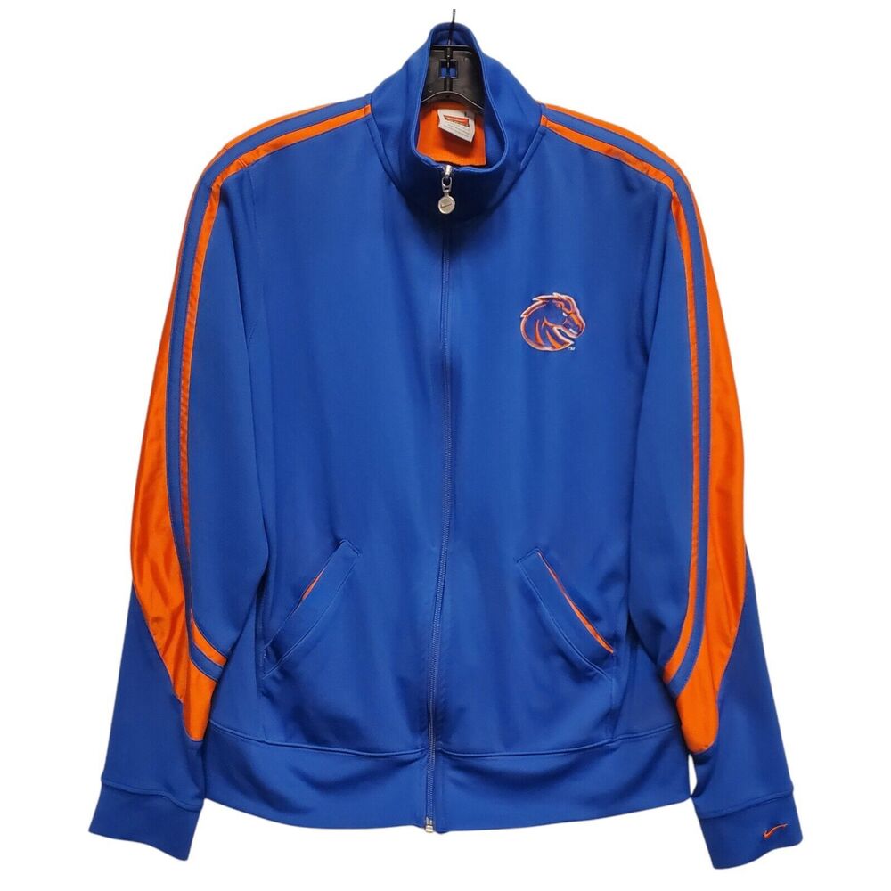BOISE STATE BRONCOS Jacket Womens Large Blue Full Zip NIKE Pullover College
